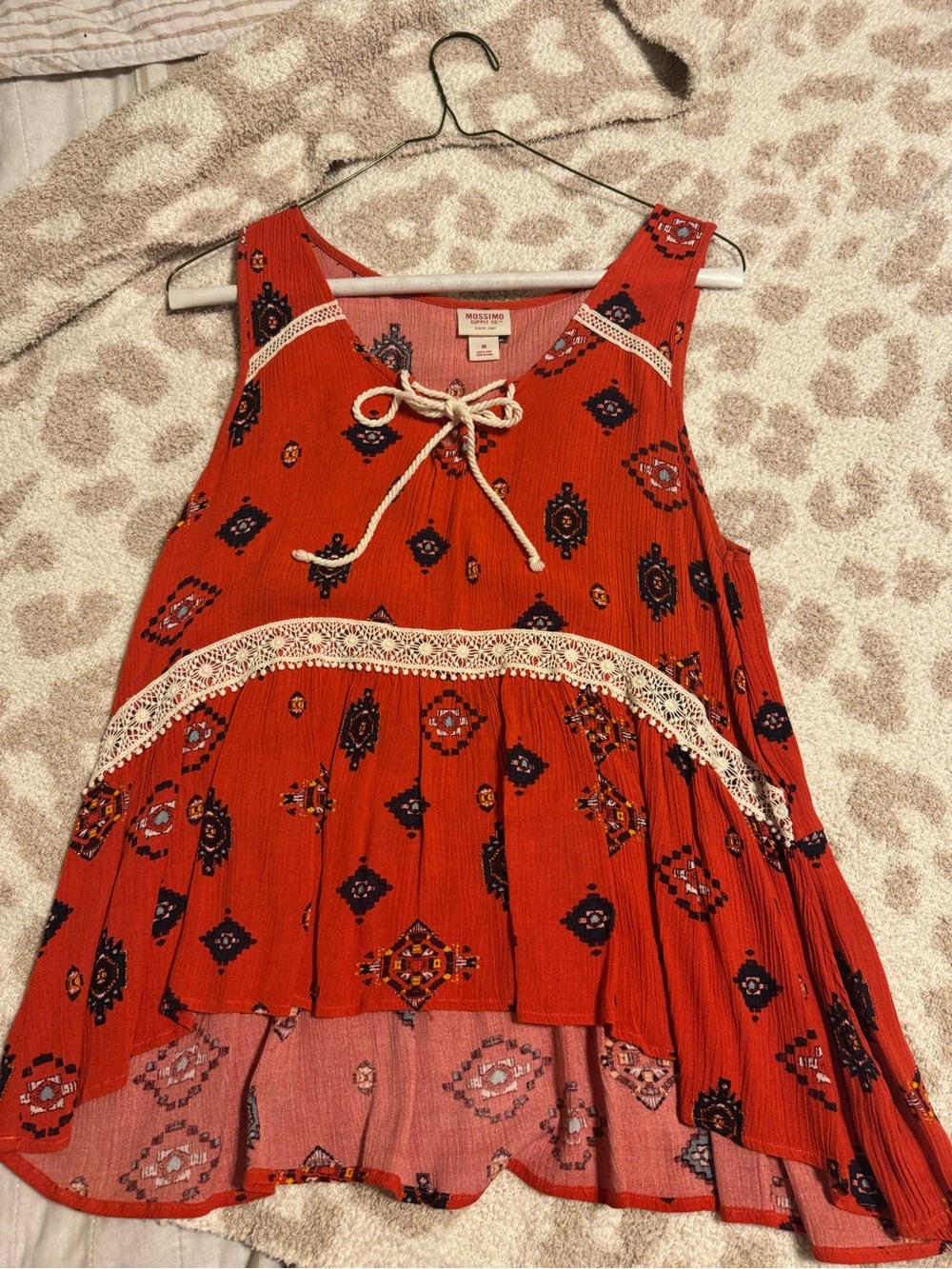Mossimo Supply Co. Rust orange tank top size medium women’s blouse lace tie boho